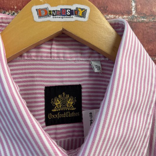 Oxxford Clothing Button Up Striped Red/White