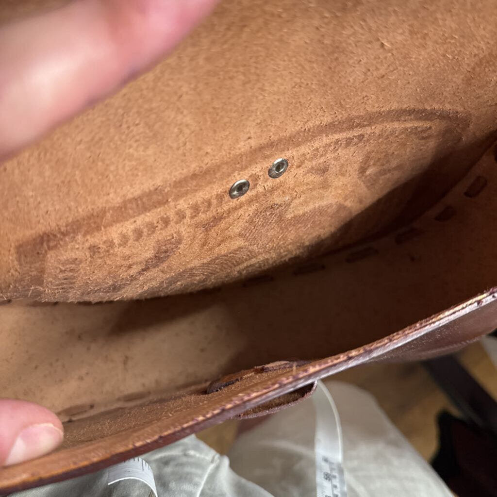 Vintage Brown Tooled Crossbody Messenger Bag