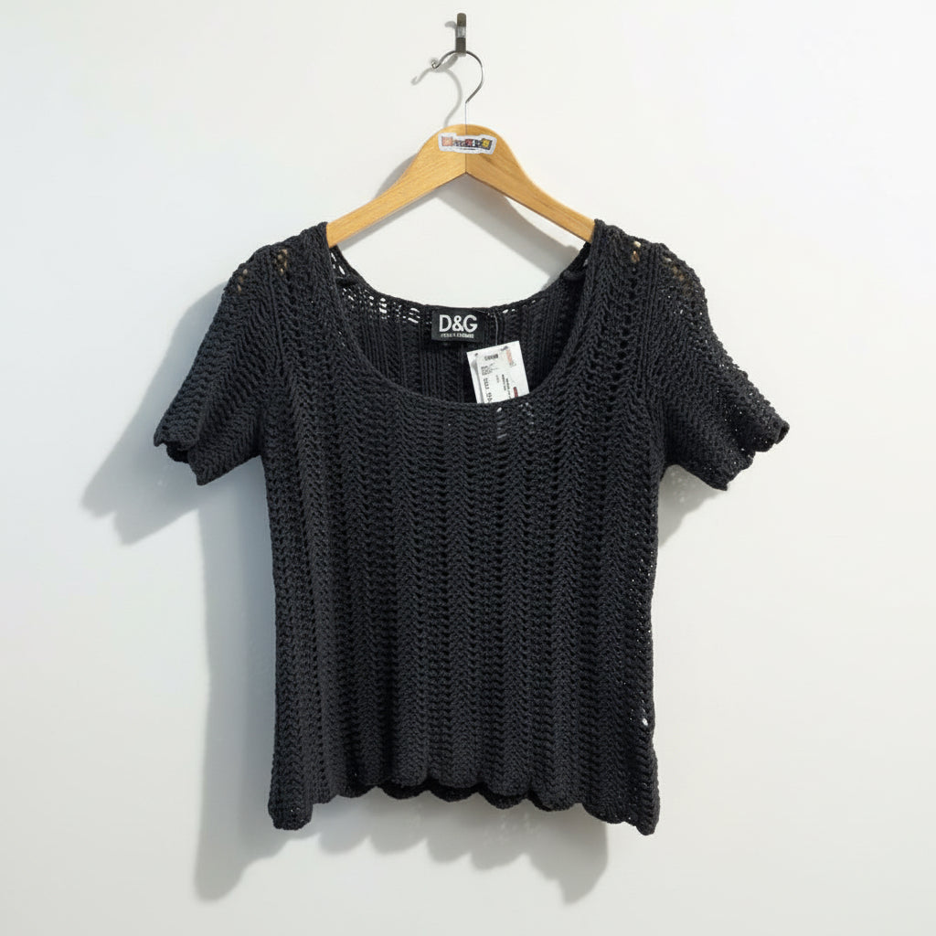 Dolce & Gabbana Vintage Top Wide Knit Black