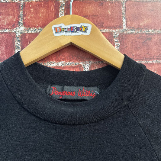Black mock neck short sleeve shirt, additional view