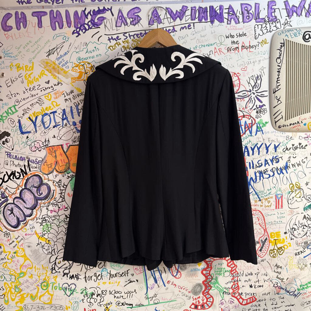 Penelope Zargoras Paris Western Collar Tuxedo Blazer Black/White
