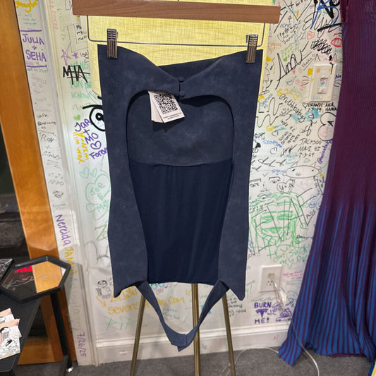 Akira grey blue faux suede strapless open back top size XL, additional view