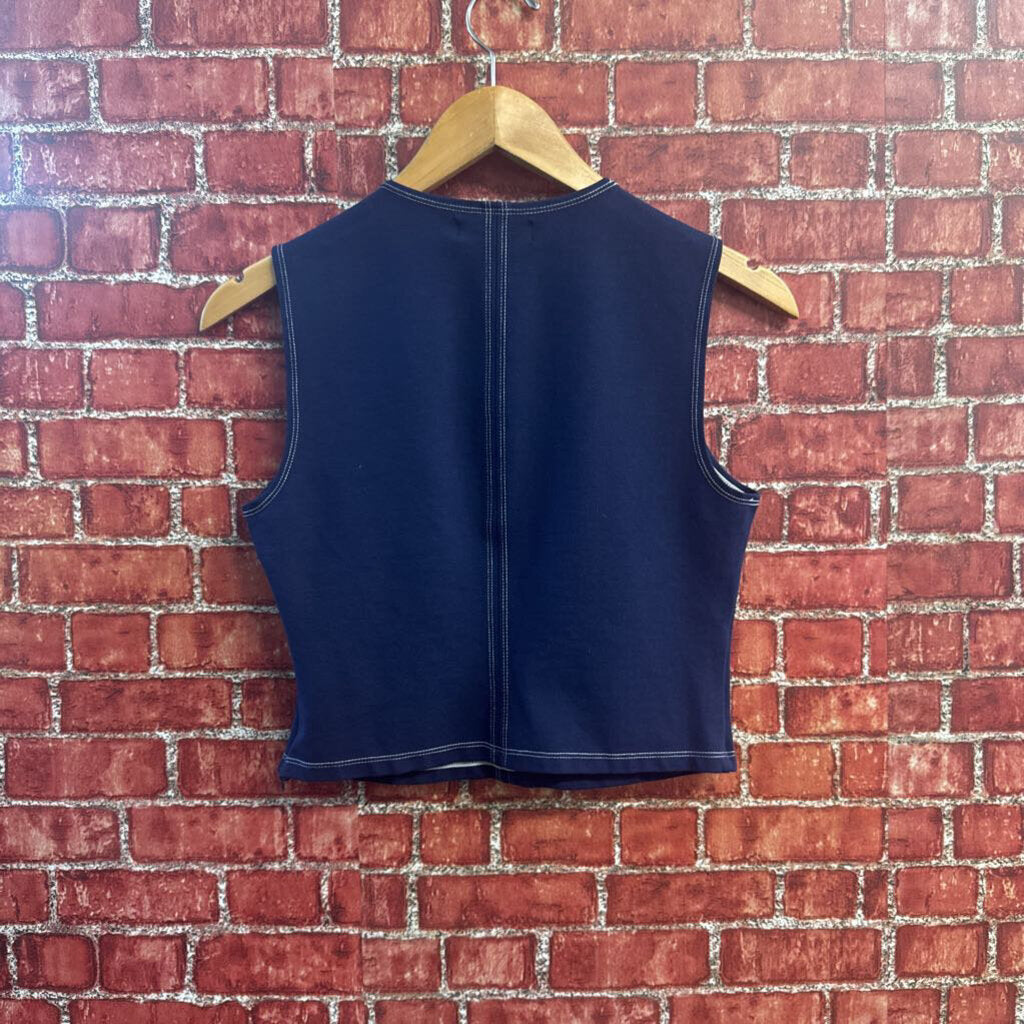 Caroline Constas Tank Double Front Stitch Navy Size M