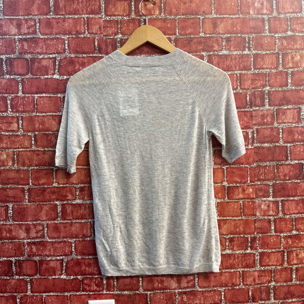 Vince. Short Sleeve Sweater Top Wool/Cashmere Blend Grey Size XS