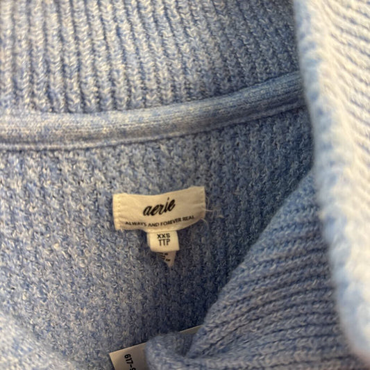 Aerie Waffle Sweater Mock Neck Knit Blue Size XXS