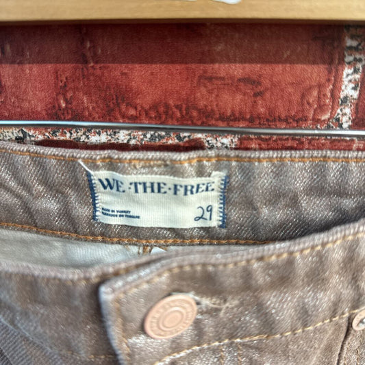We the Free Cargo Pants Wide Leg Metallic Denim Mauve Size 29