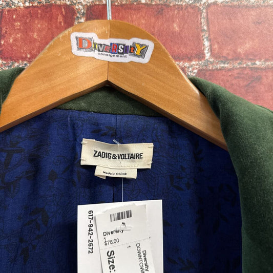 Zadig Voltaire Green Satin Blazer Size 36 detail view