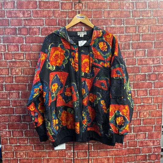 Carol Horn floral silk hooded jacket size L product photo