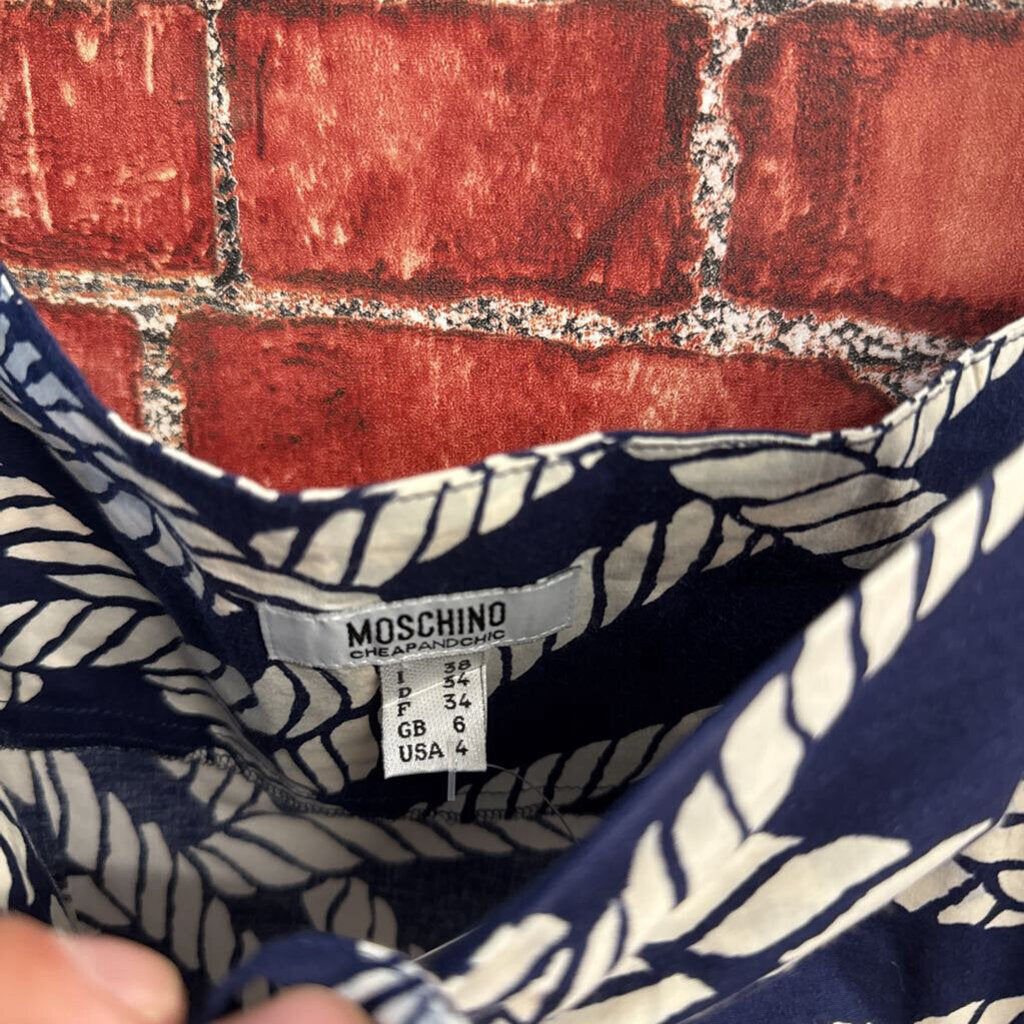 Moschino Cheap & Chic Midi Dress Rope Print Nautical Navy/White Size 4