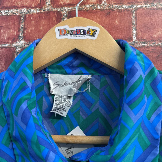 Schrader Sports Blue/ Green Pattern Maxi Dress Size 18W