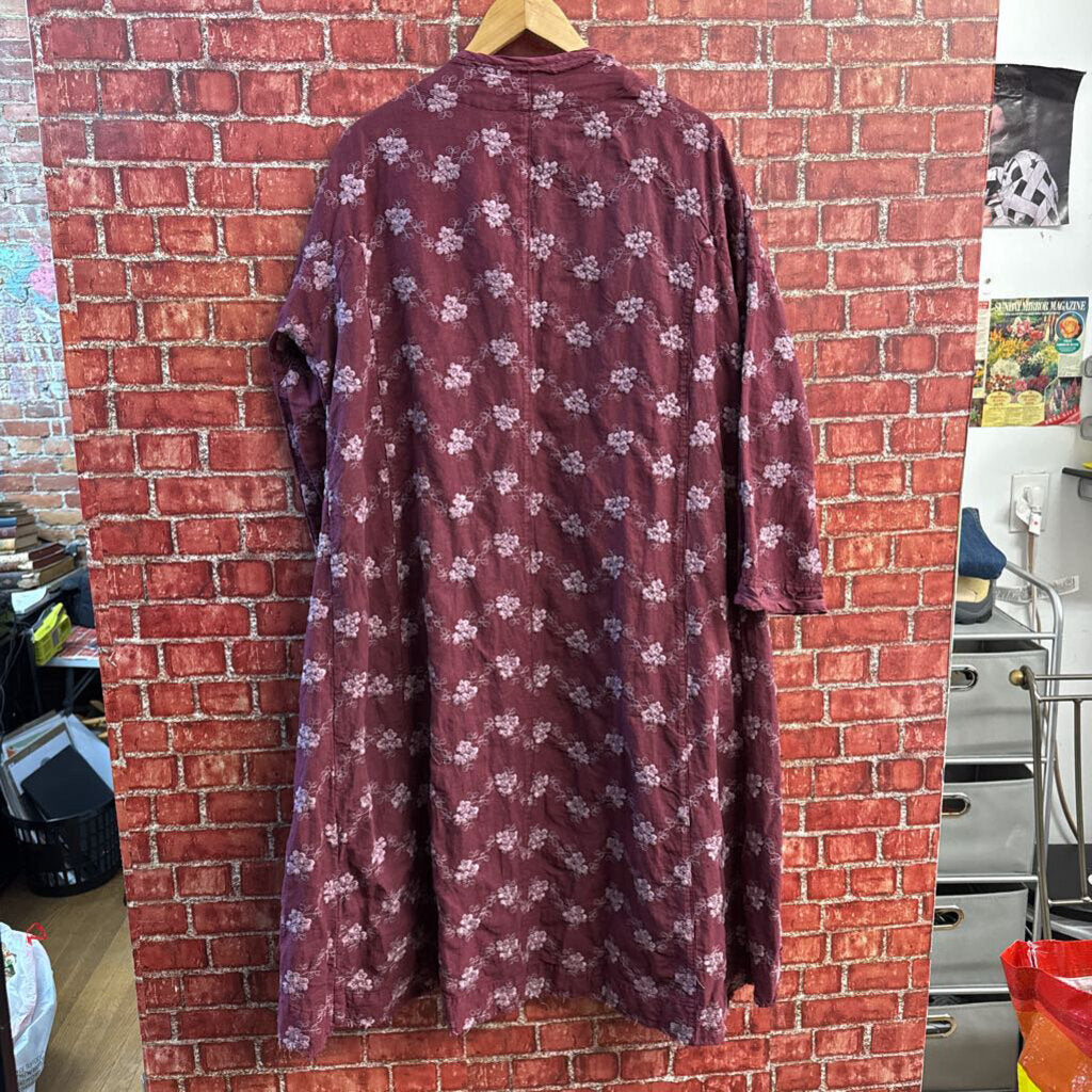 Floral Cardigan Embroidered Asymmetrical Long Mauve
