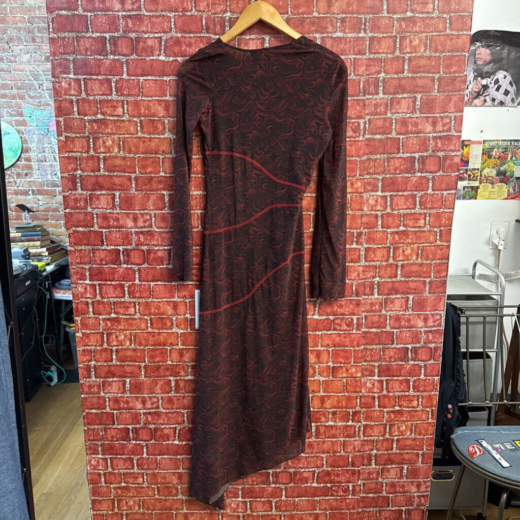 Nensi Dojaka Maxi Dress Mesh Printed Red/Black