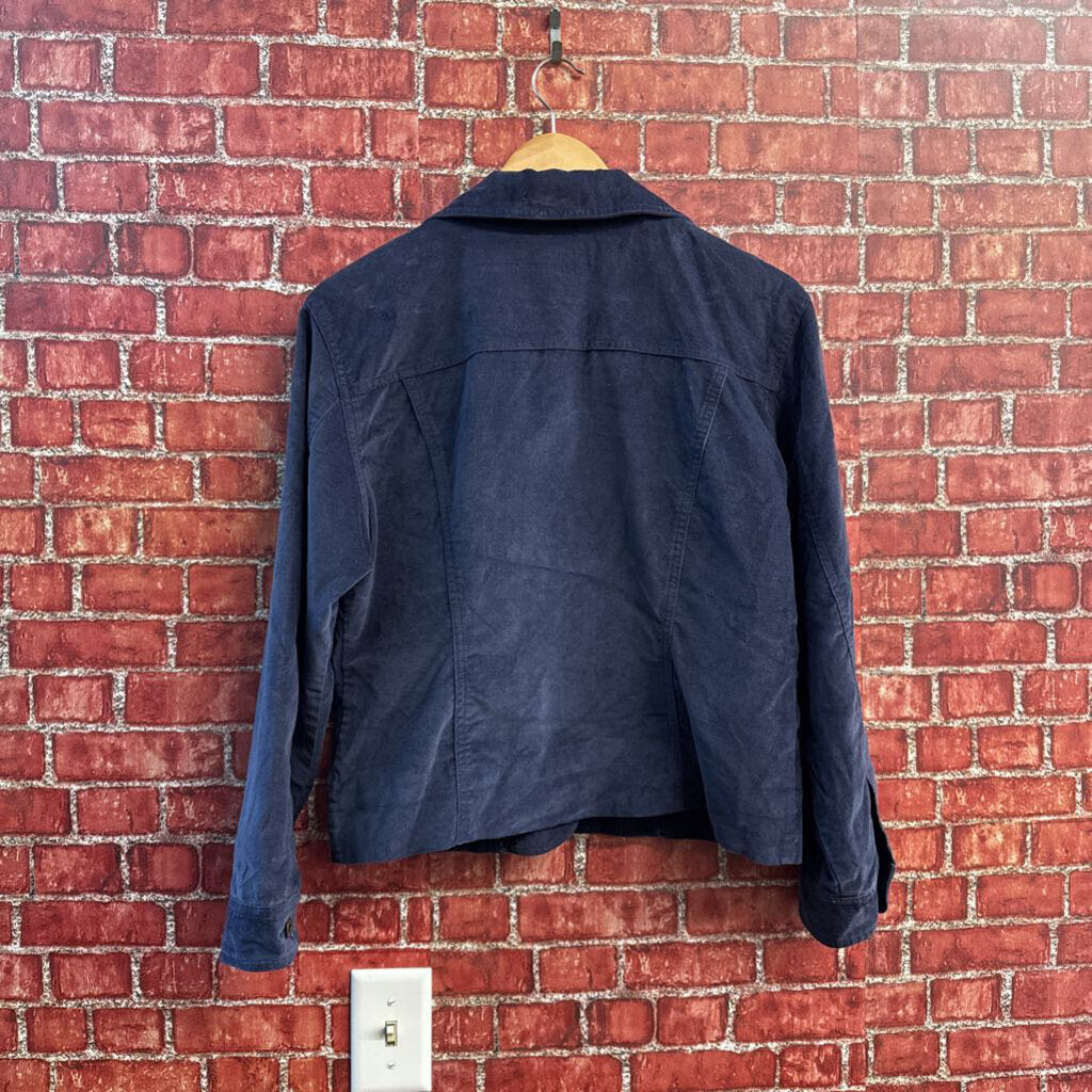 LL Bean Jacket Velvet Buttons Navy Size S