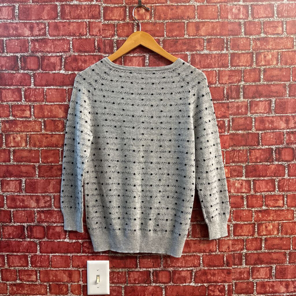 French Connection Long Sleeve Button Up Sweater Grey/ Black Size M