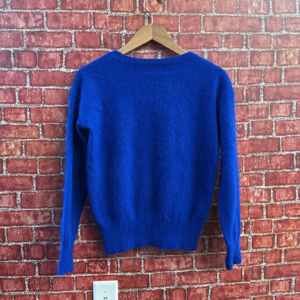 Vintage Long Sleeve Sweater Pearl Embroidered Blue Size S/M