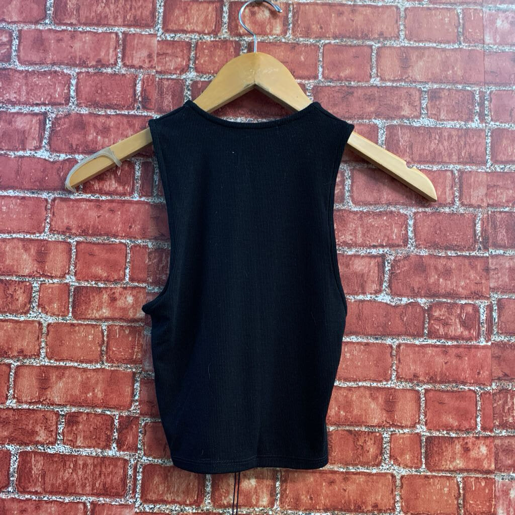 Joah Brown Ribbed Corset Style Crop Top Size XS/S