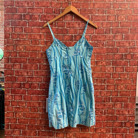 Lilly Pulitzer Blue Seahorse Pattern Mini Dress Size 8