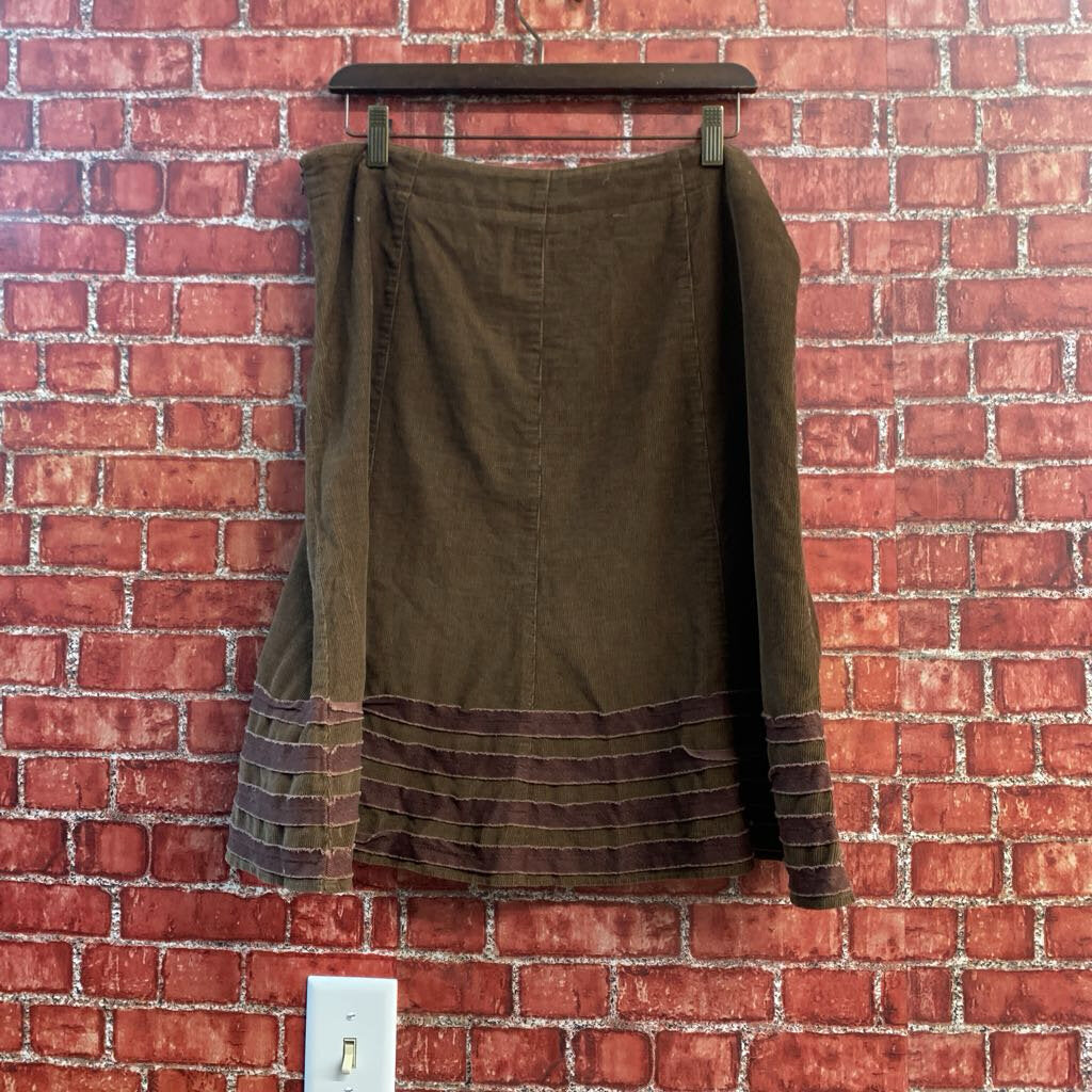 Boden Midi Corduroy Skirt Brown Size 14R