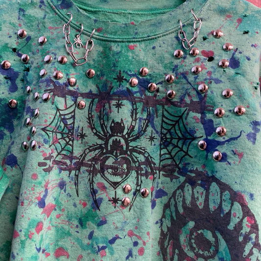 Hiss Off Green Chain & Graphic Cropped Crewneck Size M