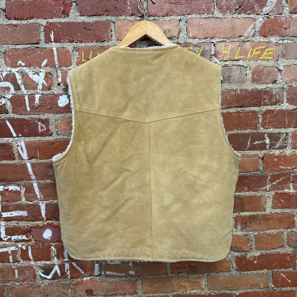 The Leather Shop Brown Suede Sherpa Vest Size XL