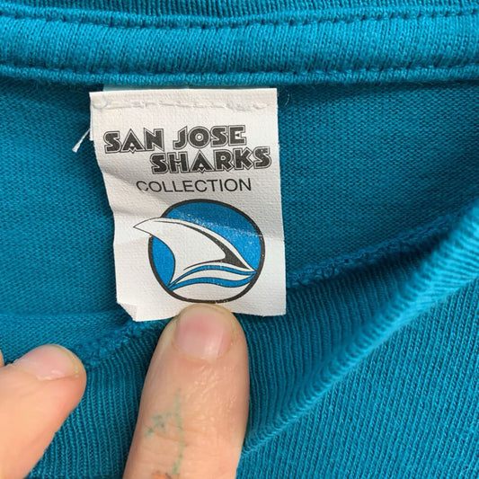San Jose Sharks Vintage Tee Single Stitch Teal/Black Size XL