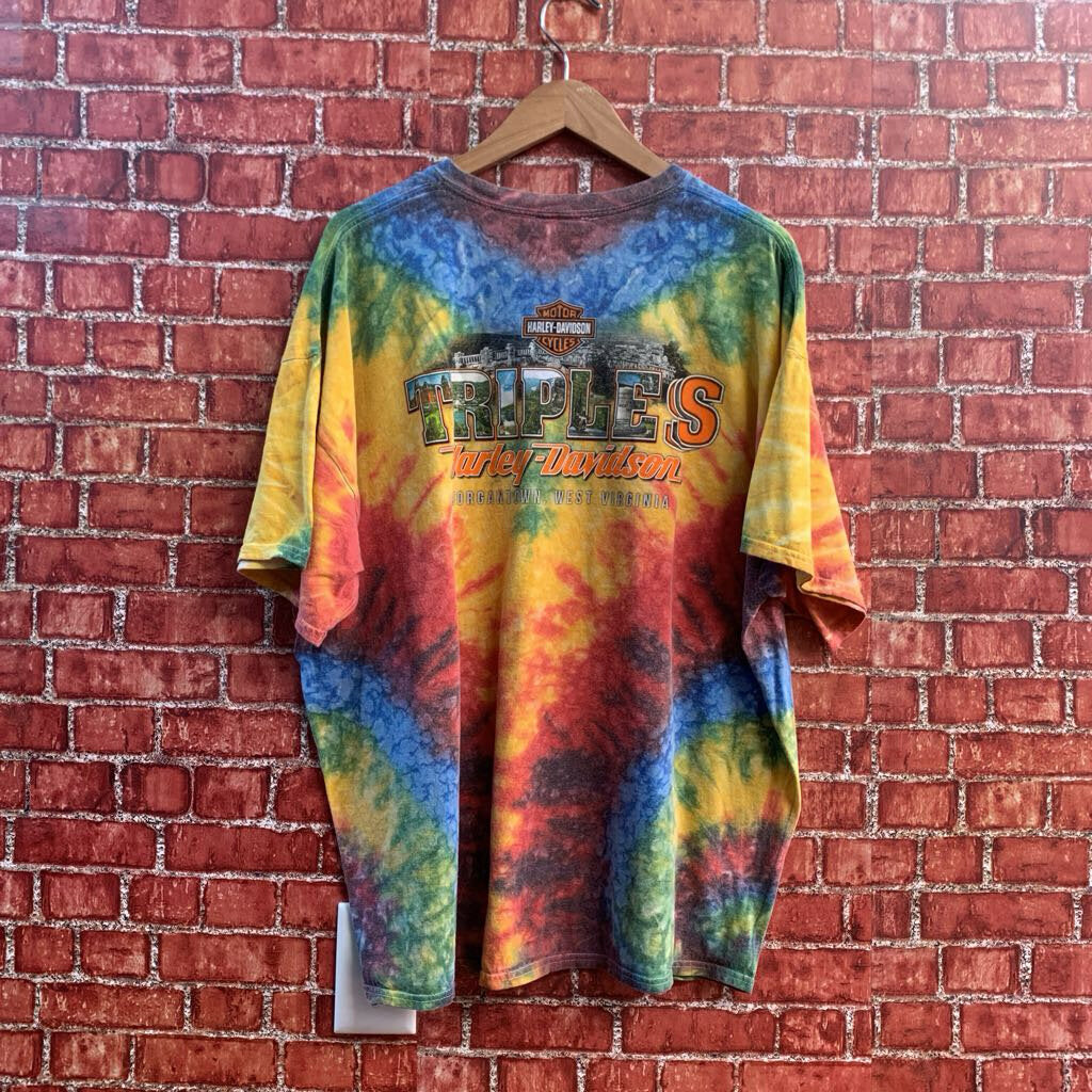 Harley Davidson Tee Tie Dye Rainbow Size 2XL
