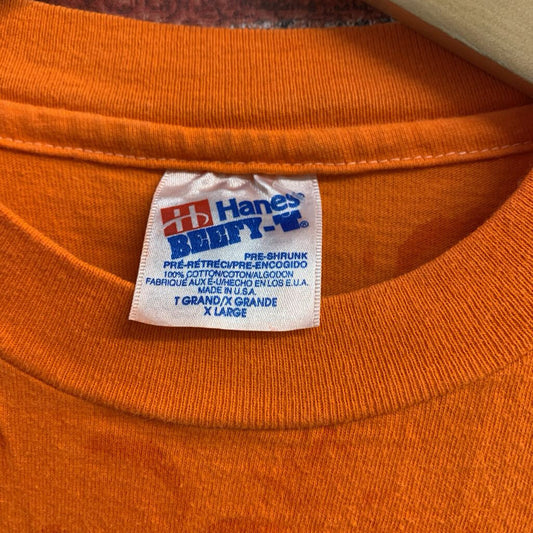 Hanes Beefy T Vintage Tee Tie Dye Ombre Orange/Purple Size XL