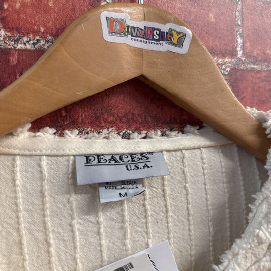 Peaces USA Vintage Cardigan Texture Buttons Cream Size M