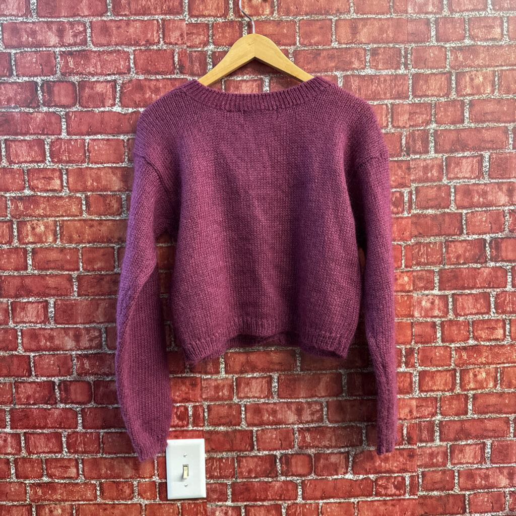 Barbara M Purple Mohair Cardigan Knit Sweater Size M
