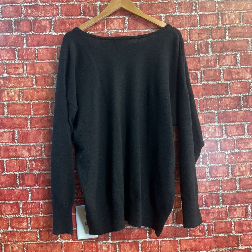 Lauren RL Black Cashmere V-Neck Sweater Size 2Xl