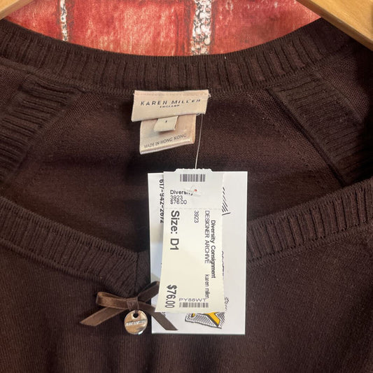 Karen Millen brown bow and ruffle sweater size 1, reverse product view