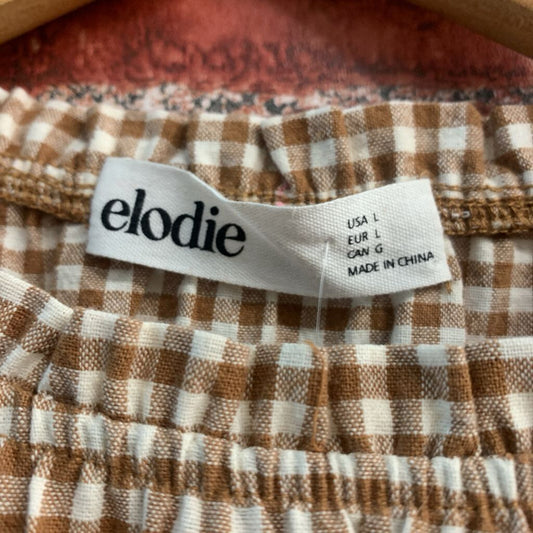 Elodie gingham long-sleeve peplum blouse size L alternate view