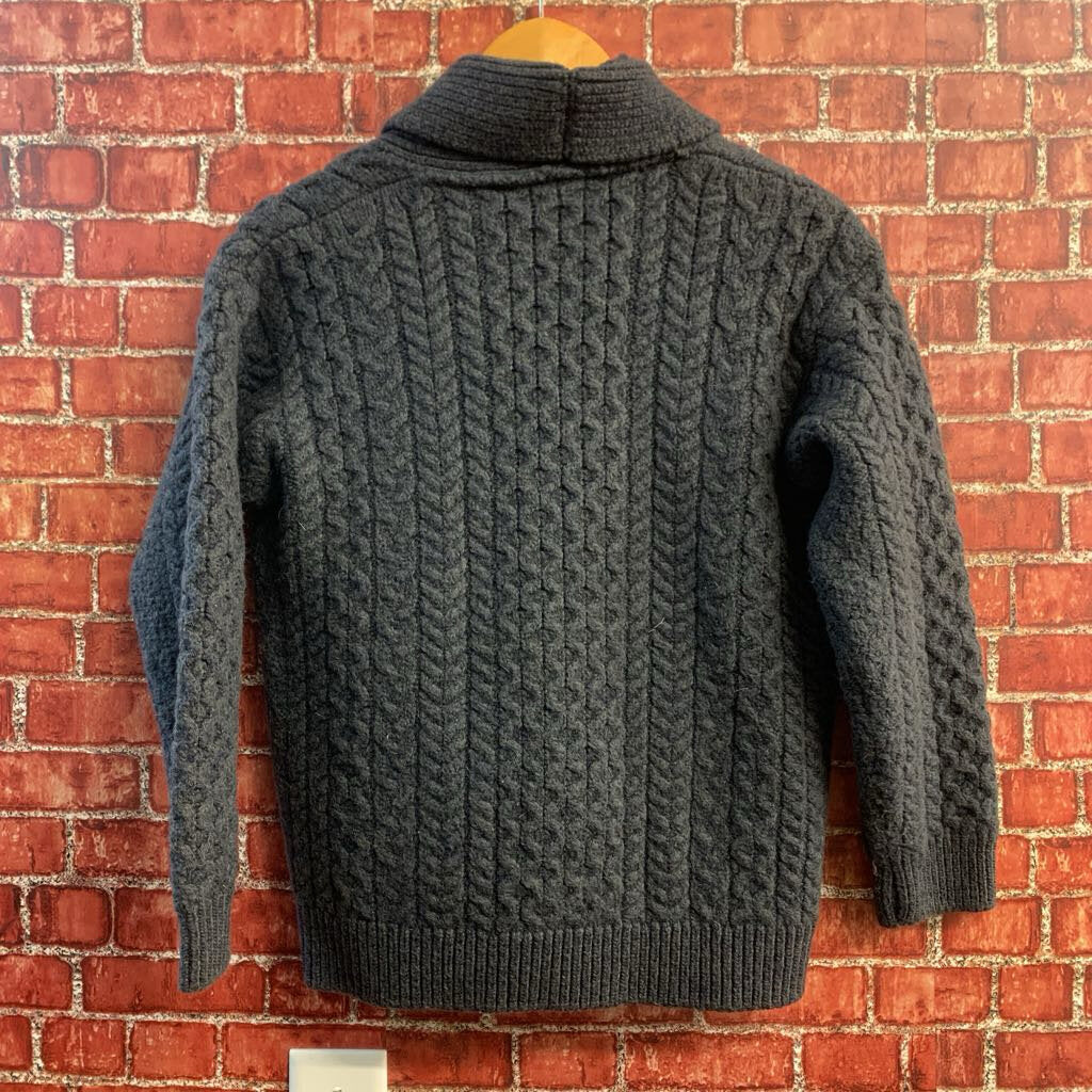 Irelandseye wool cardigan with leather buttons, knit and label detail