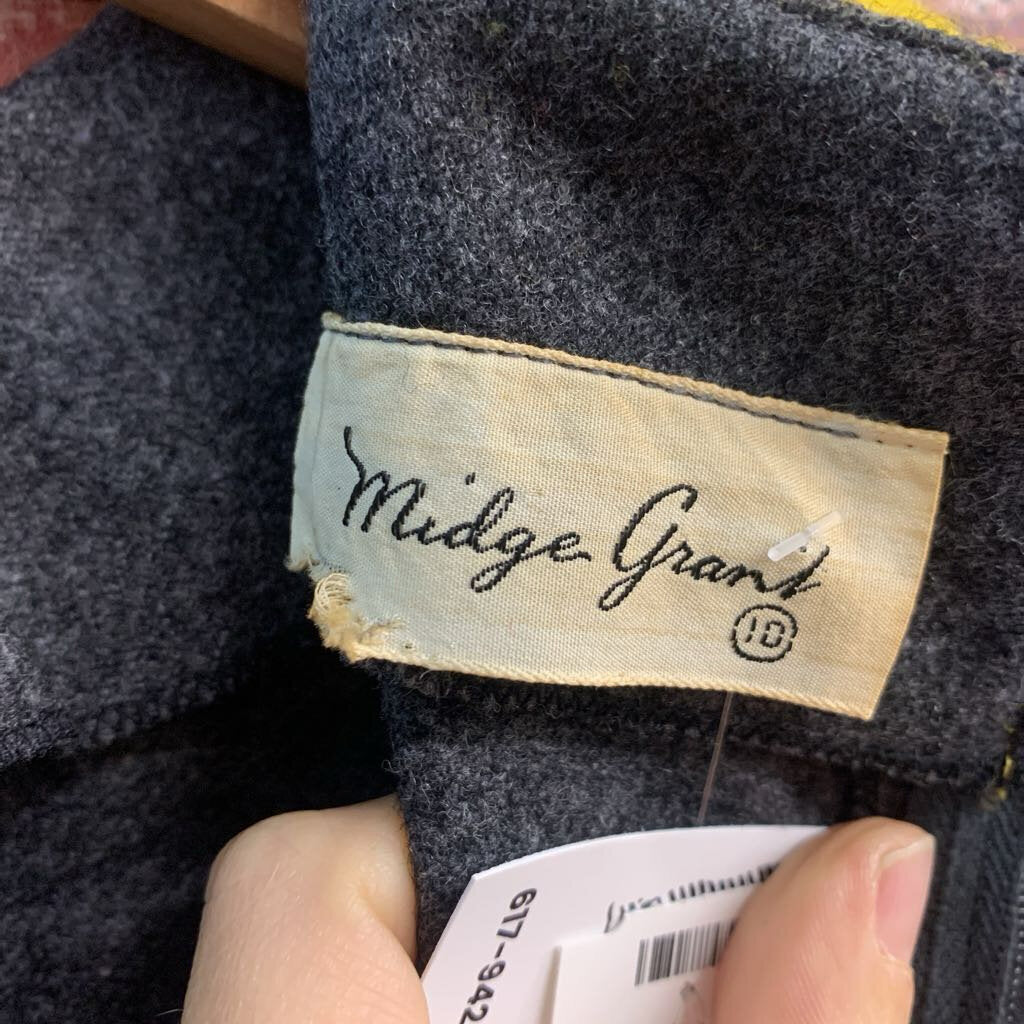 Midge Grant Vintage Midi Dress Yellow Center Detail Yellow Collar Grey/Yellow Size 10