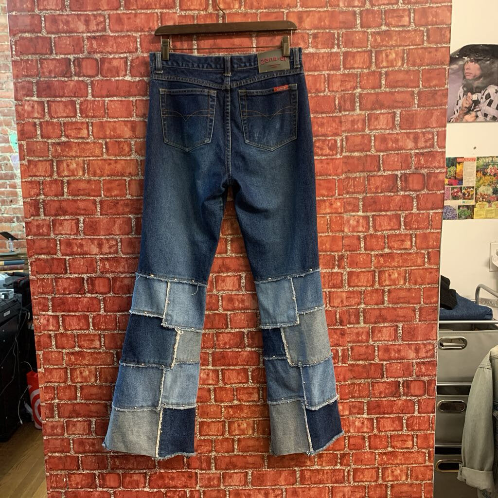 Zana di Y2K Jeans Flare Patchwork Bottoms Blue Size 7