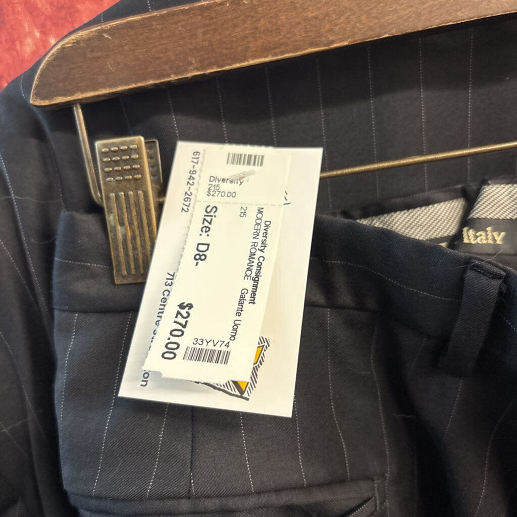 Galante Uomo Suit Pinstripe Wool Grey Size 50