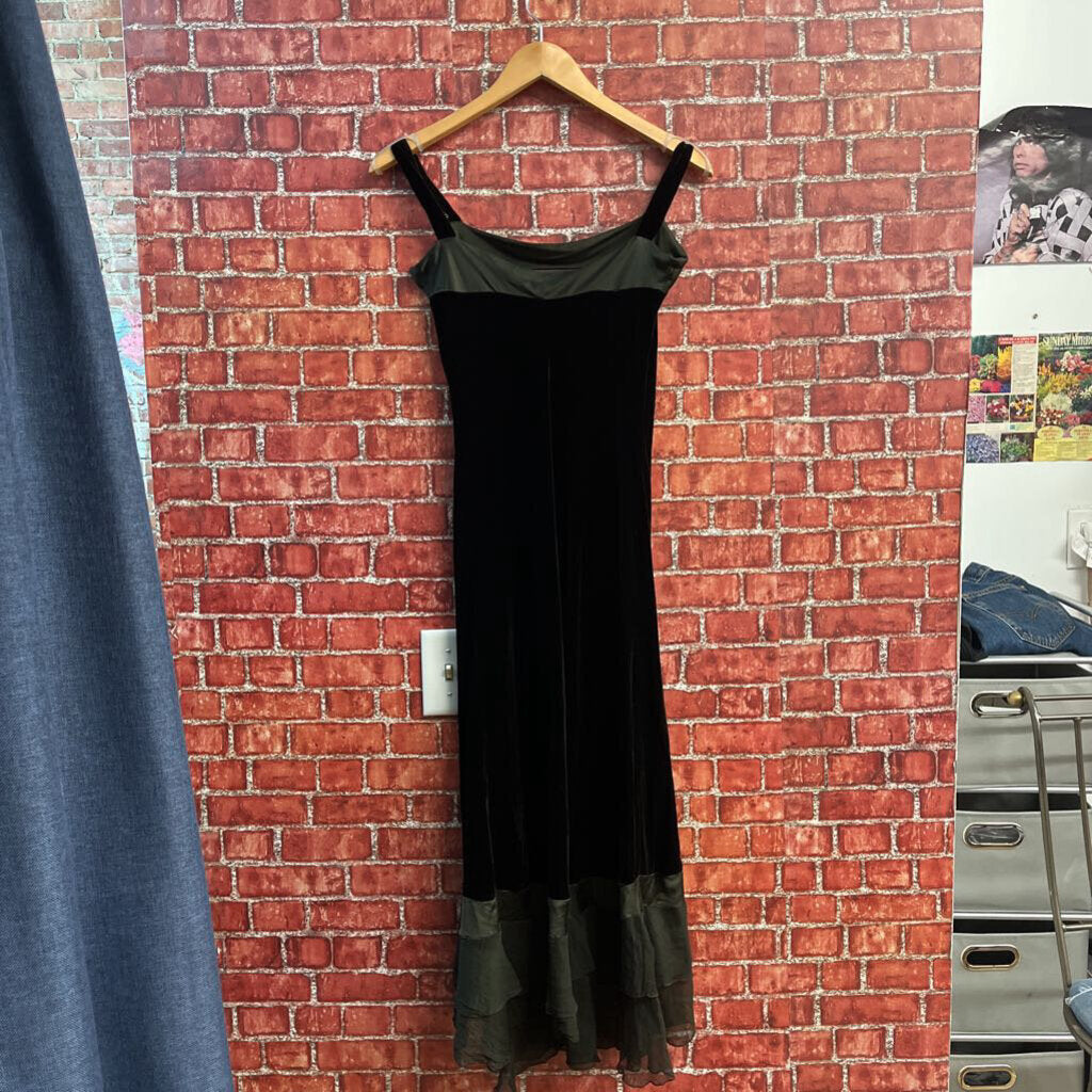 Twinset Satin Fringed Maxi Dress Black