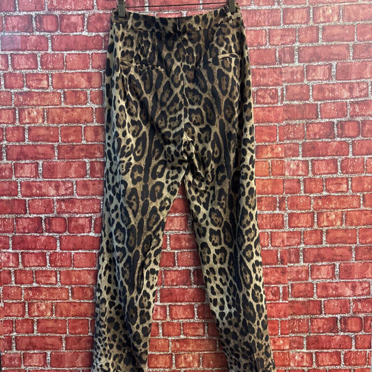 Dolce & Gabbana Wool Trousers Cheetah Print Brown Size 42