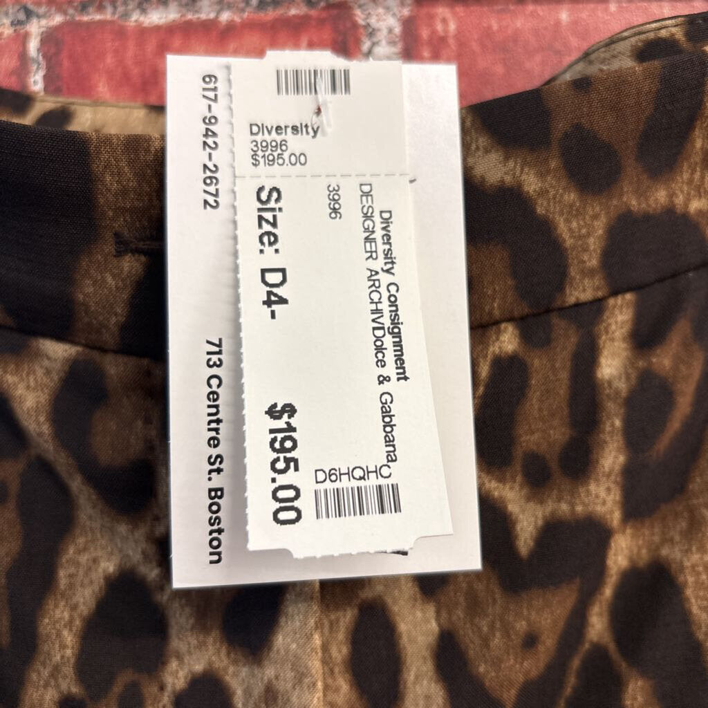 Dolce & Gabbana Wool Trousers Cheetah Print Brown Size 42