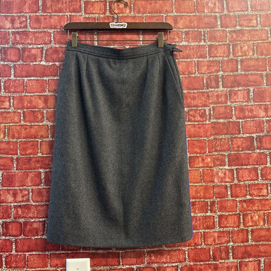 Yves Saint Laurent Rive Guache Pencil Skirt Wool Side Stripe Grey/Blue Size 40