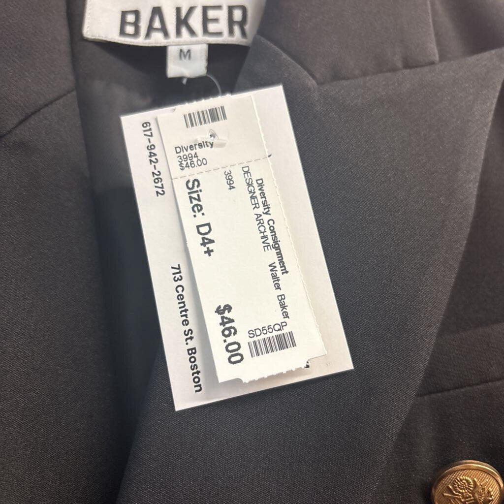 Walter Baker Double Breasted Blazer Black/Gold Size M