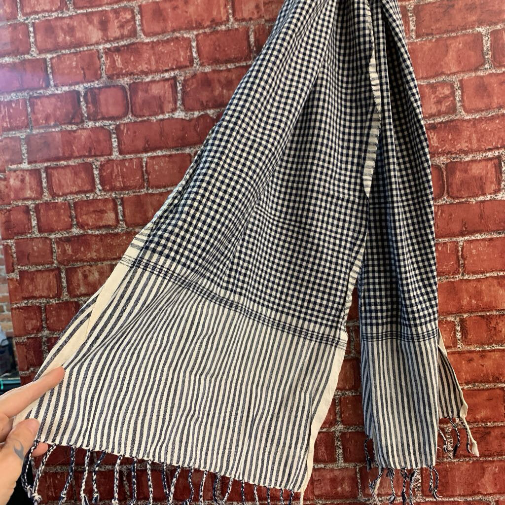 Lite Scarf Plaid/Stripes Navy/White