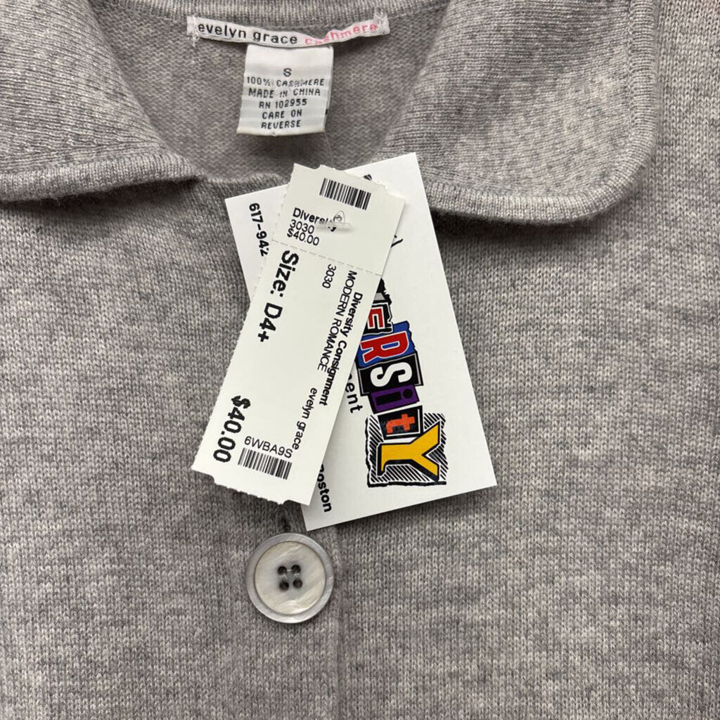 Evelyn Grace Cardigan Short Sleeve Cashmere Grey Size S