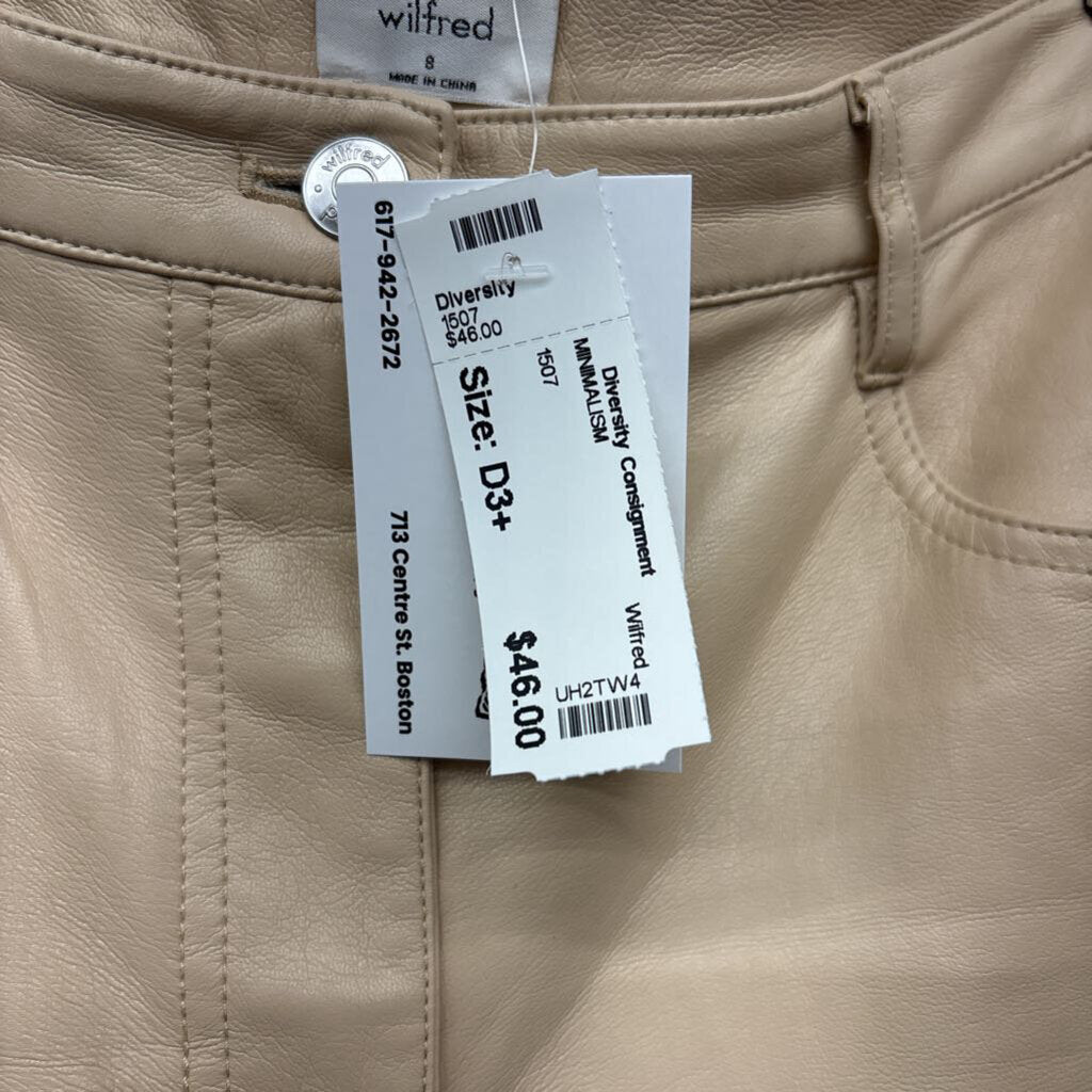 Wilfred Faux Leather Pants Crop Beige Size 8