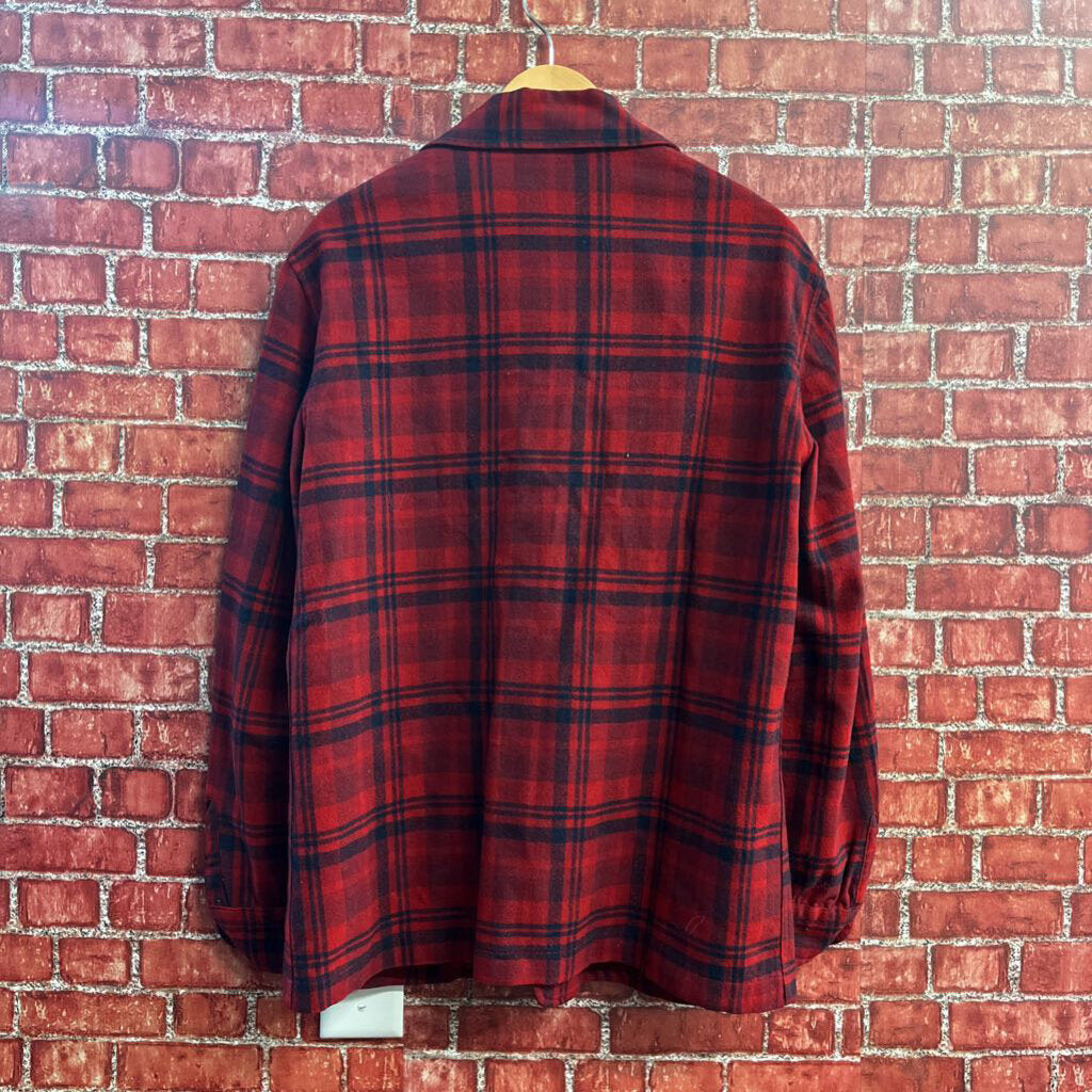 Pendleton 49er Vintage Flannel Jacket Plaid With Collar Red/Black Size M
