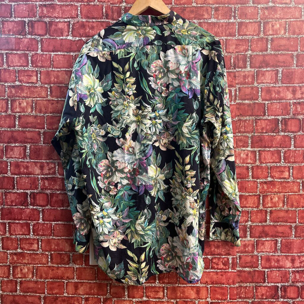Paul Smith Button Up Dark Botanical Floral Pattern Green Men’s Size M