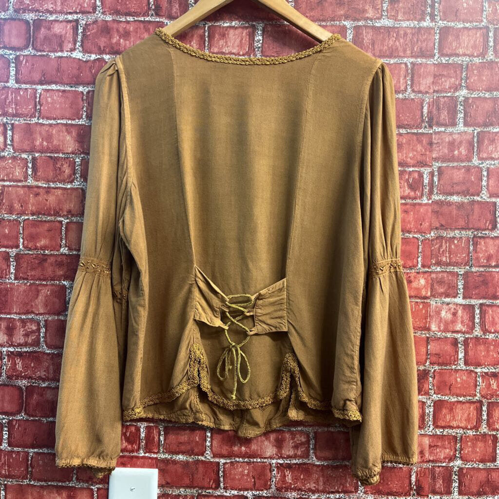 More by Late Blouse Buttons Embroidered Brown Ladies Size XL