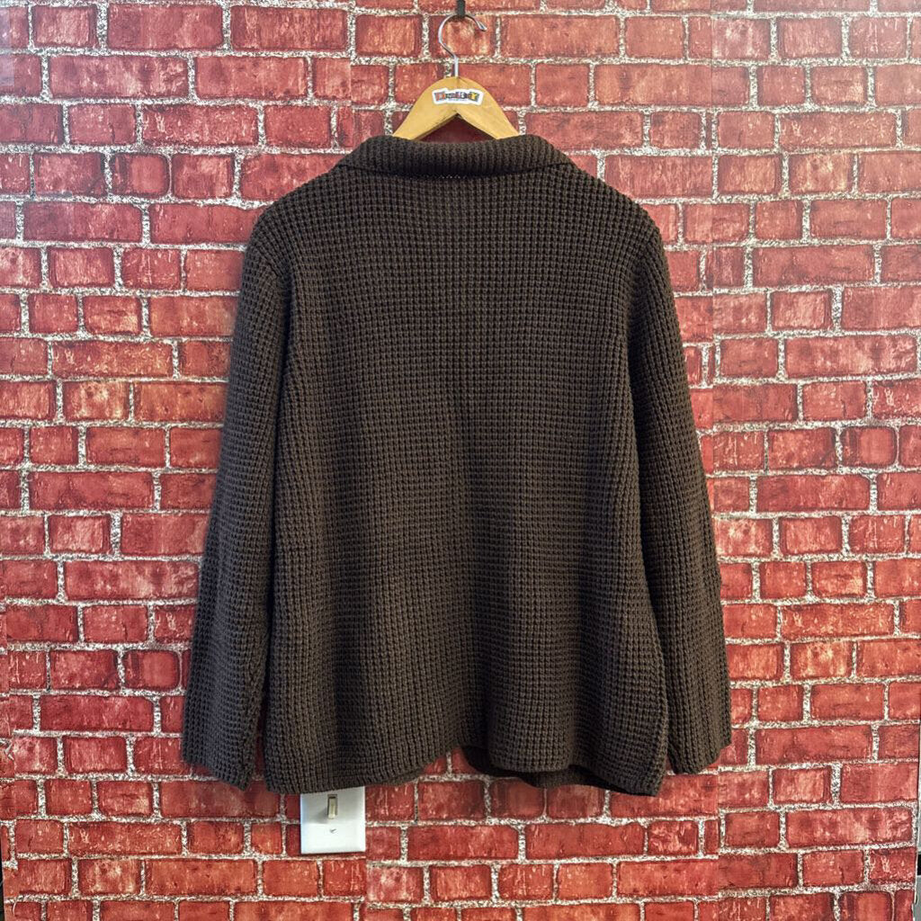 Waffle Knit Cardigan Brown Men’s Size L