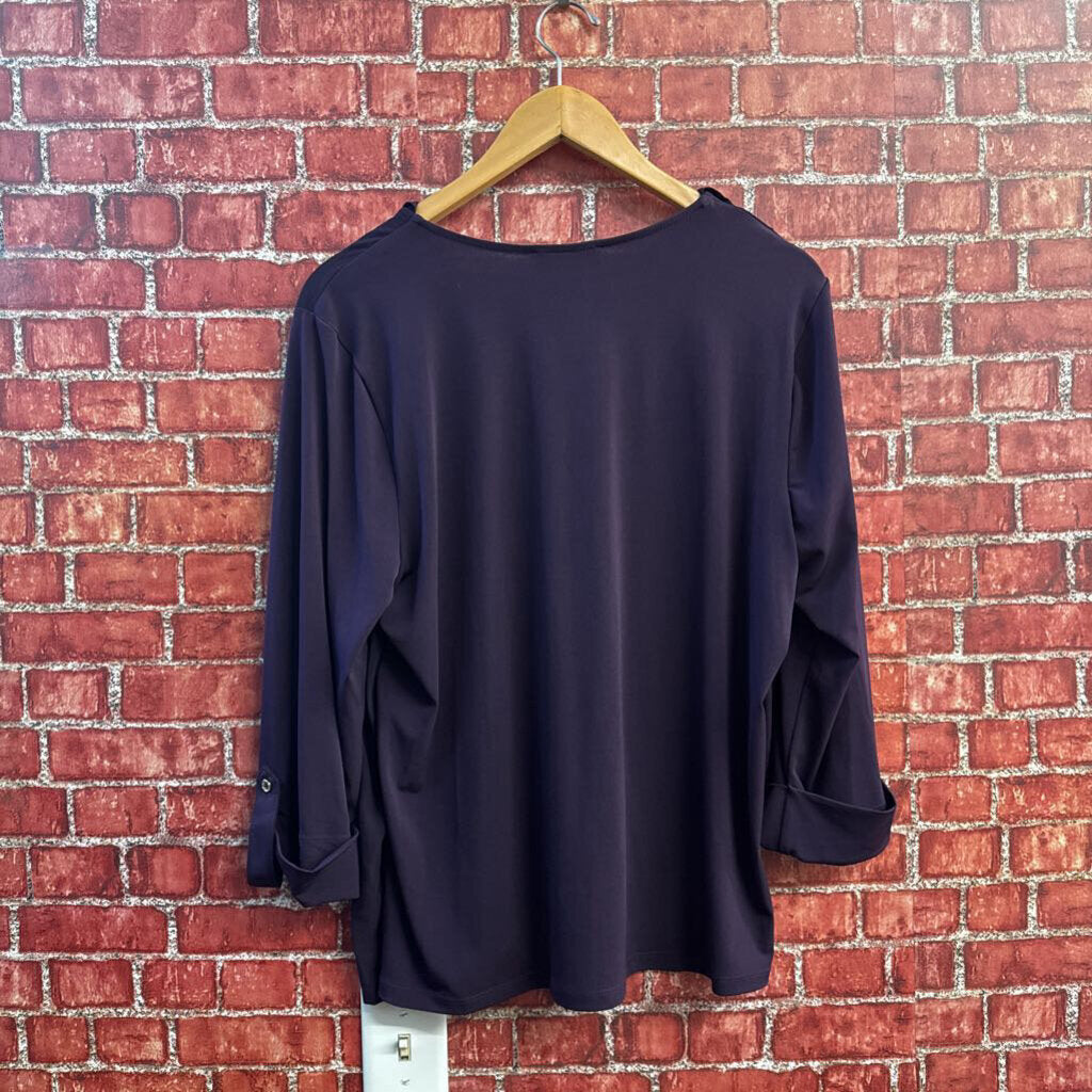 Karl Lagerfeld Blouse Ruffle Purple Ladies Size L
