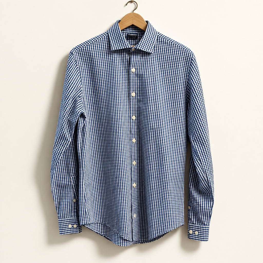 Kenneth Cole Button Up Checker Blue/White Men’s Size S